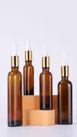 Amber Essential Oil Dropper Bottle 10ml 20ml 30ml 50ml Empty Flat Glass Refillable Cosmetic Container Bulk Stock6501000