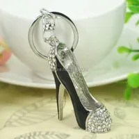 Keychains Fashion Jewelry Women H High-heeled Shoes Handbag Keyring Rhinestone Crystal Charm Pendant Key Bag Chain Christmas Gift
