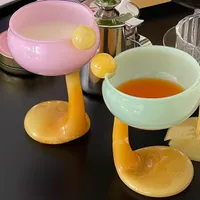 Wine Glasses Cute Duck Palm Goblet Dessert Mug Ice Cream Cup Colored Borosilicate Cereal Bowl Cocktail 230113