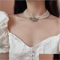 Chokers Vivi Collar de collar Pendientes marea Cadena de perla Classic Diamond Gold Punk Accesorios Mujeres Sier J Dhqyj de alta calidad