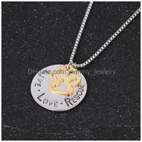 Pendant Necklaces Love Necklace Angel Pet Simple Lovers Lettering Live Rescue Gold Paw Claw Drop Delivery Jewelry Pendants Dh2Lx