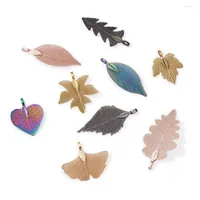 Pendant Necklaces 1Box Electroplated Leaf Big Pendants Natural Filigree Maple Charms For Jewelry Making DIY Earrings Mixed Color