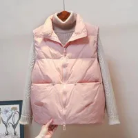 여자 조끼 2023 여자 조끼 코트 스탠드 칼라 겨울 패딩 된 따뜻한 대형 오버 크기 핑크 chaleco mujer 길렛 카사코 페미노