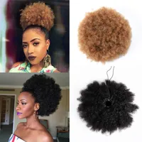 Lace S Ombre Afro Kinky brasilianska Remy Human Hair Drawstring Puff Tail Clip i S 1B30 230114
