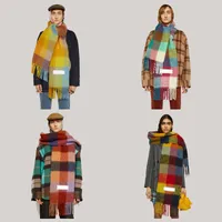 2022 Ac Studios Sciarpa invernale con tag spesso cavo solido caldo avvolge femmina bandana pashmina di lusso in cashmere uomini sciarpa