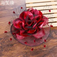Haimeikang Women Elegant Fascinator Hair Clips Flower Feather Beads Bands Yarn Cocktail Party Wedding Accessories
