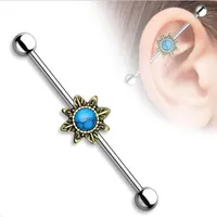 Flower Bead Ear Industrial Barbell Scaffold Bar Barbell Piercing Cartilage Earring Body Jewelry Ear BAR 2778 E3