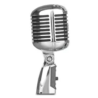Mikrofonlar Vintage Style Mikrofon Shure Simulation için Klasik Retro Dinamik Vokal Mic Universal Stand Live Permance Karaoke 230113