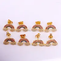 Stud Earrings 6 Pairs 13 9mm Zyunz Jewelry Multi CZ Rainbow For Women