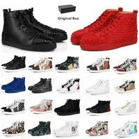 Mit Box Casual Shoes High-Bottoms-Schuh für Männer Frauen Sneaker Größe 5-13 Designer Red Black Platform Flat Fashion Luxus-Ladung Vintage Trainer EUR 47 FB9D 65WO