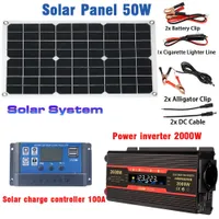 Solar Panels Power Generation System 2000W Inverter EU Dual USB 12V 220V Vehicle Panel med 100A Controller Kit 230114