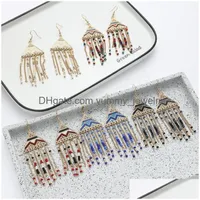 Pendientes de tri￡ngulo vintage de ara￱a de colgle para mujeres Bohemia Summer Long Beads Tassel Declaraci￳n ￩tnica Gypsy Indian Jewelry Regalo Dhdgr