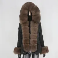 女性の毛皮のフェイクCXFS2023ファッション防水冬のジャケットレアルコート天然襟フード厚い暖かい取り外し可能
