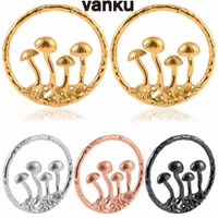 Navel Bell Button Rings Vanku 2PC Stainless Steel mushroom Ear Weights hangers for Stretched Ears Gauges Ear Plugs Tunnels Body Piercing Jewelry 230114