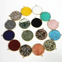 Pendant Necklaces 6pcs 30mm Round Flat Tray Bag Edge Base Blank DIY Jewelry Gold Silver Plated Antique Bronze Chakra