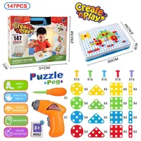 Blocks 147Pcs Drill Screw 3D Puzzle Toys For Children DIY Creative Mosaic Boys Kids Simulation Toolbox Educational 230113