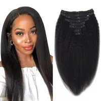 Lace s Clip In Kinky Straight Human Hair s s Full Head Brazilian on Curly 1B For Women 230114