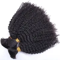 Hair Bulks Afro Kinky Curly Human Hair Bulk for Braiding Mongolian Human Hair Extension Bundles No Weft Natural Black For Women 230210
