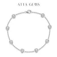 Chain ATTAGEMS Bracelet 925 Sterling Silver 4 0mm D Color Diamond Gemstone Bracelets For Women Rhodium Plated Jewelry 230113