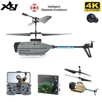 Electric RC Aircraft KY202 RC Helicopter Drone 4K Dual Camera Obstacle Avoidance Air Gesture Intelligent Hover LED Light Toys Gifts for Boys 230113