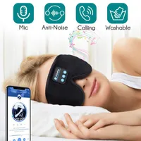 Cell Phone Earphones Sleeping Mask 3D Eye HeadSet Headband Soft Elastic Comfortable Wireless Music Headset With Mic For Side Sleepers 230113