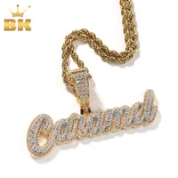 Chokers THE BLING KING Custom Cursive Letter Pendant Iced Out Double Layers Cubic Zirconia Name Necklace Charm Hiphop Jewelry Men Women 230114