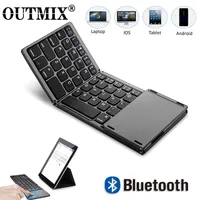 Tastiere OutMix Portable Mini Tre pieghevole Tastiera Bluetooth Casice touchpad pieghevole per Android Windows Tablet 230113