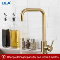 Kitchen Faucets ULA Kitchen Faucets Brushed Gold Stainless Steel 360 Rotate Kitchen Faucet Deck Mount Cold Water Sink Mixer Taps Torneira 230113