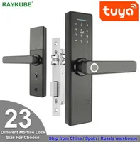 RAYKUBE Wifi Electronic Door Lock With Tuya APP Remotely Biometric Fingerprint Smart Card Password Key Unlock FG5 Plus9871256