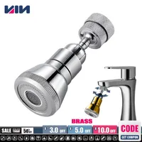 Faucets Brass Universal Kitchen Faucet Adjustable Pressure 2 Mode Rotating Tap Nozzle Adapter Shower Head Water Saving 0115