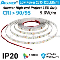 Auxmer Low Power 2835 120LEDS/M Светодиодные огни светодиодных огней CRI95 CRI90 IP20 DC12V/24V 9,6 Вт/м 5 м теплый натуральный холодный белый ультрафиолеточный икрист