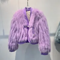 Chaqueta de ganso Down Women Real Fox Fur Coat Femenina de invierno