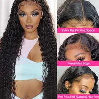Nxy Lace Wigs Curly 13x6 13x4 Front Human Hair Wig Deep Wave 28 30inch 360 Frontal for Black Women Water Remy 230106