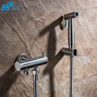 Kitchen Faucets Doodii 304 Stainless Steel Double Use Bibcock Set With 1.5 Meters Shower Hose Dual Handles Washing Machine Taps Bidet Faucet 0115