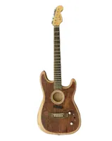 Tele de taller personalizado Tele Acustasonic Natural Wood Natural Le Electric Guitar Guitar Polyéster Satin Matte Acabado, Spurce Top, Dot Inlay, Chrome Hardware