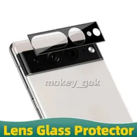 3D Tempered Glass Len Camera Protector för Google Pixel 6 Pro 6A 7Pro Hemdrat Silk Print Big Edge Film Black