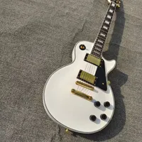 Guitarra elétrica personalizada Luz branca de mogno acessórios de ouro disponíveis