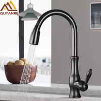 Kitchen Faucets Quyanre Black Kitchen Faucets Pull Out Kitchen Sink Mixer Tap Single Lever Water Mixer Tap Crane For Kitchen 360 Rotation Mixer 230114