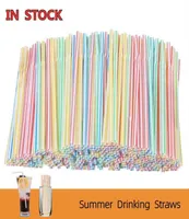 Disposable Cups Straws 1001500 Pcs Disposable Elbow Plastic Straws For Kitchenware Bar Party Event Supplies Striped Bendable Cockt5640451