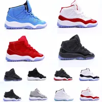 Детская обувь Unc Cherry Jumpman 11s Boys Basketball 11 Shoe Kids Black Mid High Sneaker Designer Scott