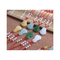 Anh￤nger Halskette Buddha Halskette f￼r Frauen Jade Schmuck Kristall Punk Paar Anh￤nger Rot Seil Ornament Drop Lieferung DH3UA