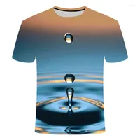 メンズTシャツ2023 Neue Runde Kragen 3d Druck Wasser Frauen TシャツファッションMarke3Dトップティードロップ