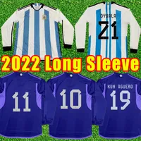 Long sleeve 3 stars World Argentina Soccer Jerseys cup Player Version 2022 2023 DI MARIA DYBALA Football Shirt AGUERO MARADONA MONTIEL MARTINEZ men home away