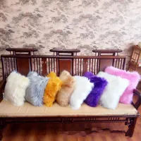 Pillow OIMG Shag Faux Fur Fluffy Cover Solid Color Cojines Pillowcase Throw For Sofa 45 45cm