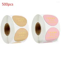 Jewelry Pouches Pink Paper Gold Foil Thank You Sticker Roll For Supporting My Business Seals Labels 500pcs roll Round Scrapbooking