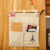 저장 상자 실용적인 5 주머니 황소 자연적으로 글자 벽걸이 가방 주최자 화장품 선데이 가방 홈 장식 -30