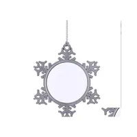 Decorações de Natal Sublimação Metal Snowflake Ornamentos em branco Transferência de impressão ornamental consumíveis presentes de bricolage Drop DHBQR DHBQR