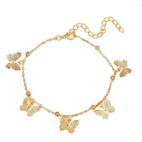 Anklets Gold Silver Color Butterfly Pendant Anklet Bracelet Handmade For Women Barefoot Beach Sandals Legs Chain Foot Jewelry