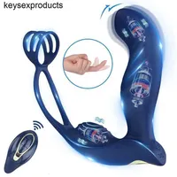 Adult Massager Anal Vibrator Male Prostate Massager Penis Ring Delay Ejaculation Cockring Remote Anus Butt Plug Finger Masturbation Sex Toy Men