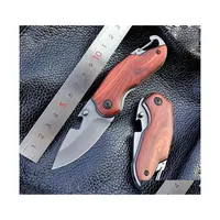 Camping Hunting Knives Mini X48 Titanium Folding Knife Wood Handle Survival Tactical Pocket Small Cam Edc Tools Drop Delivery Sports Dhisf